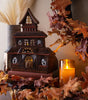 Spooky Ceramic Ghost Haunted House Luminary Candle