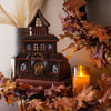 Spooky Ceramic Ghost Haunted House Luminary Candle